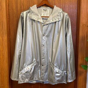 Rains Silver Metallic Jacket Unisex L/XL